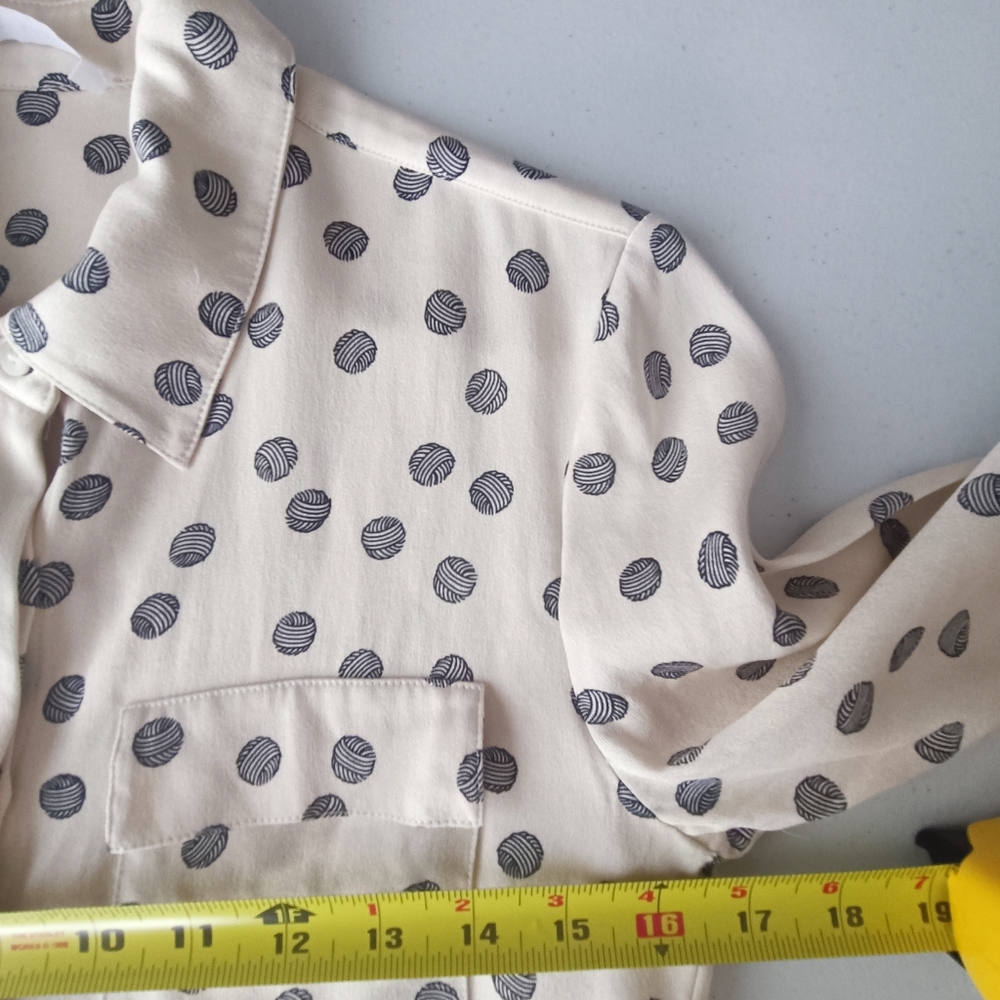 Derek Lam 10 Crosby 100% Silk Cream Blouse with Black Yarn-Spot Print Size XS - Picture 7 of 13